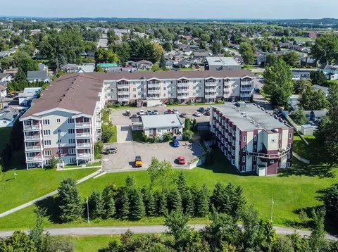 Aerial view of the residence buildings and entrance courtyard.