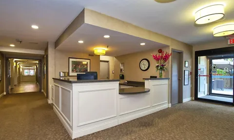 Entrance lobby with reception counter and corridors