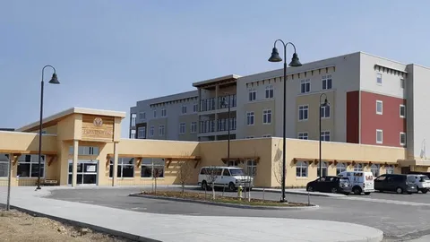Front exterior with entrance canopy and parking area.