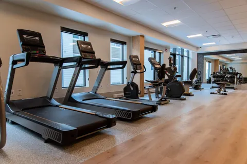 Fitness room with treadmills and other exercise equipment