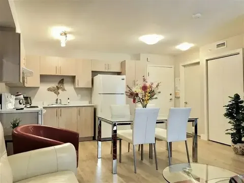 Apartment kitchen and dining area.