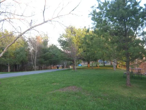 Lawn and trees beside the residence garden.
