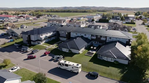 Aerial view of the residence buildings and grounds.