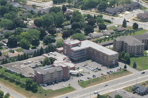 Aerial view of the Shalom Manor and Gardens campus.
